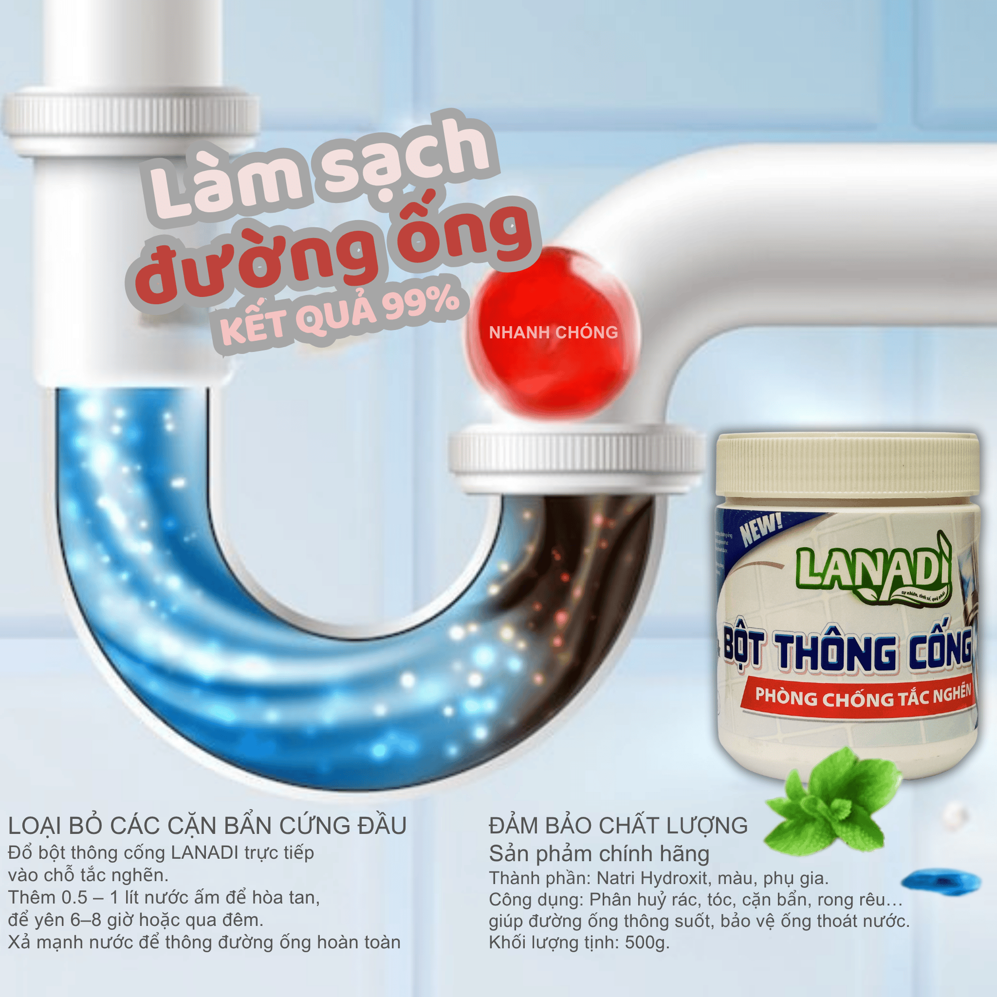 Bột thông cống Lanadi 3